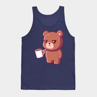 Cute brown bear drinking coffee Tank Top